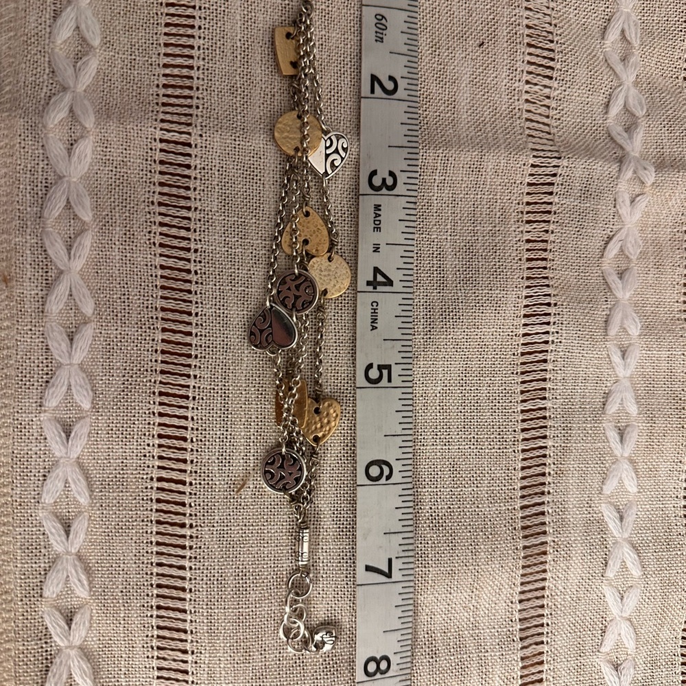 Brighton Silver and Gold Heart Charm Bracelet
